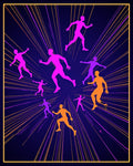 Vibrant Runners Magenta Orange Burst Rug