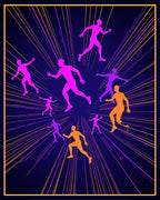 Vibrant Runners Magenta Orange Burst Rug