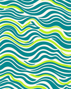 Teal And Lime Wavy Stripes Rug