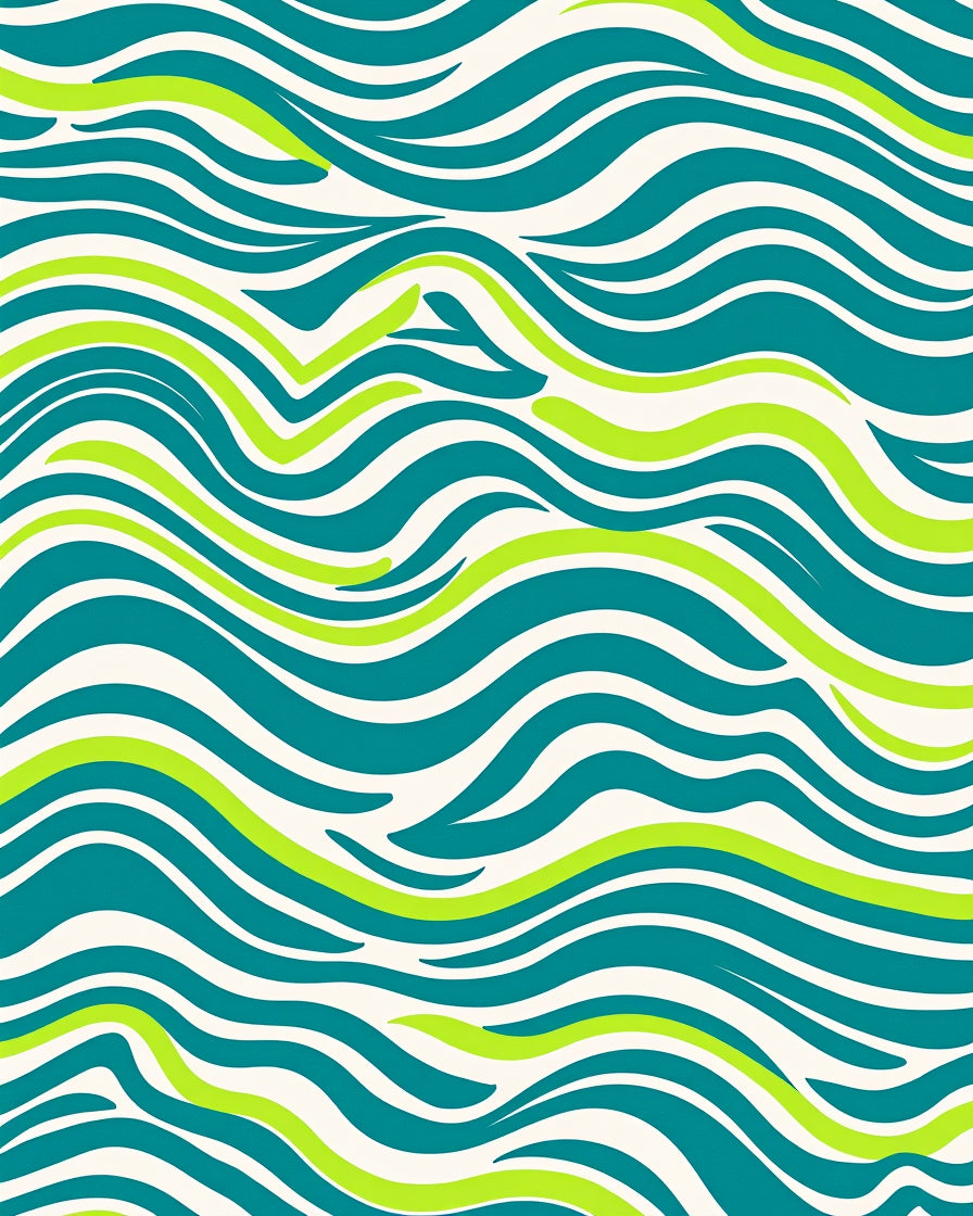 Teal And Lime Wavy Stripes Rug