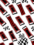 Red Black Stripes Checkered Boxes Rug