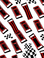 Red Black Stripes Checkered Boxes Rug