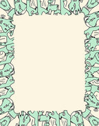 Mint Green Abstract Figures Border Rug