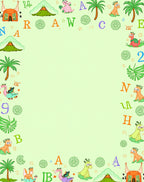 Prehistoric Alphabet Dinosaurs Palm Trees Rug