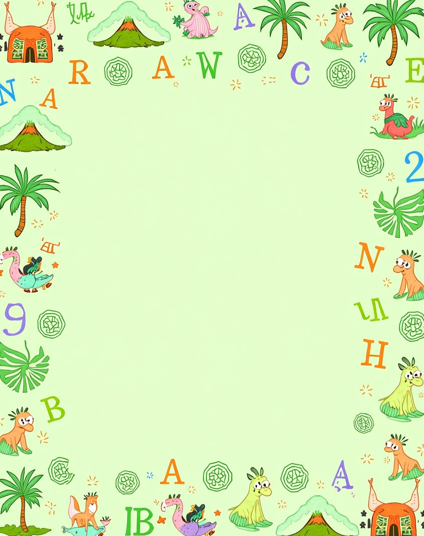 Prehistoric Alphabet Dinosaurs Palm Trees Rug