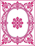 Ornate Crimson Floral Medallion Frame Rug
