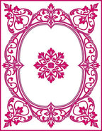 Ornate Crimson Floral Medallion Frame Rug
