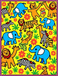 Whimsical Animals and Flowers Yellow Rug