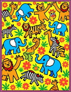 Whimsical Animals and Flowers Yellow Rug
