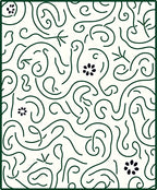 Dark Green Whimsical Floral Swirl Rug