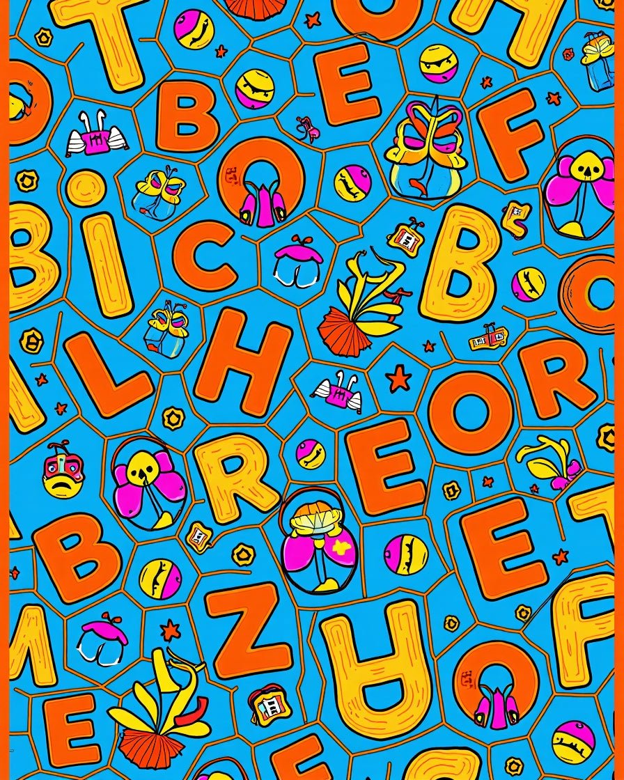 Whimsical Alphabet Character Collage Rug