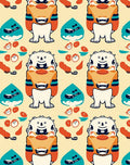 Whimsical Orange Blue Monster Characters Rug