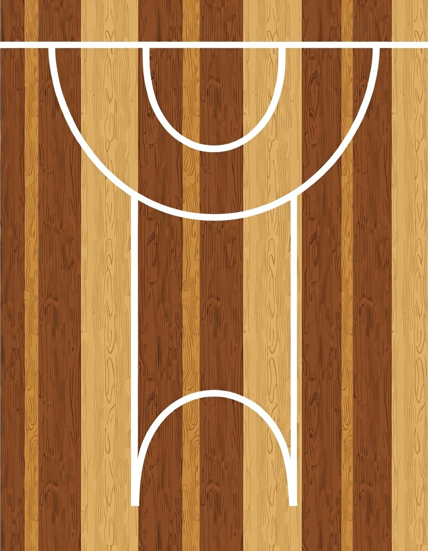 Wooden Basketball Court Stripes Rug