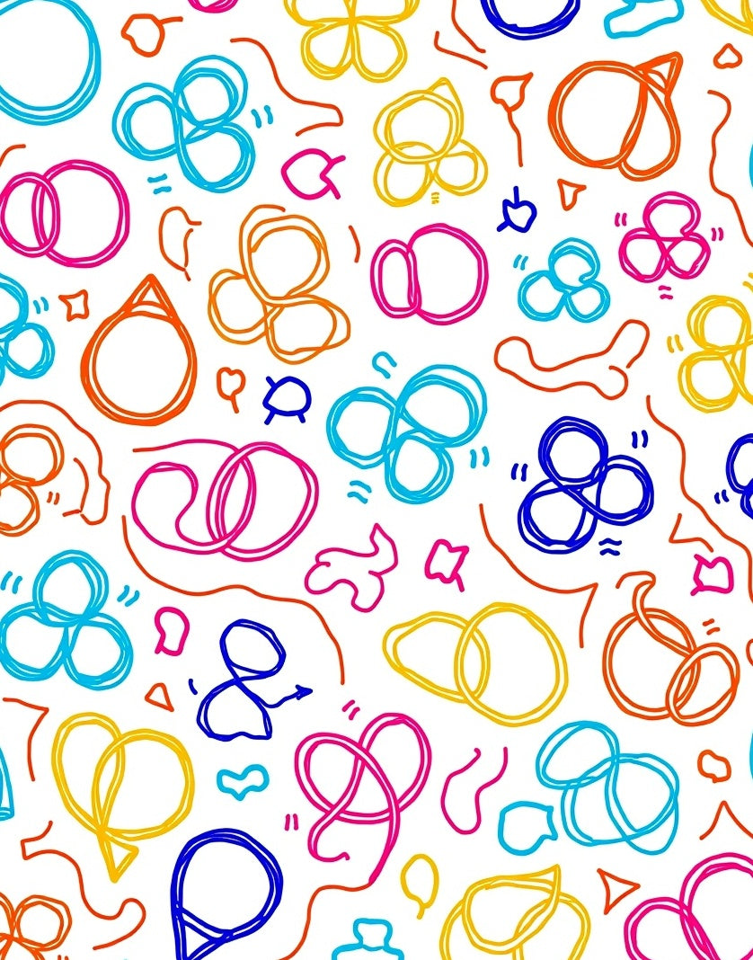 Whimsical Colorful Scribble Swirls Rug