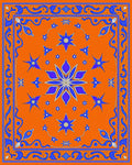 Vibrant Blue Starburst Floral Medallion Rug