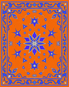Vibrant Blue Starburst Floral Medallion Rug