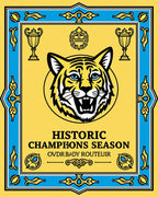 Bold Yellow Tiger Trophy Emblem Rug