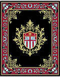 Black Red Gold Crest Oriental Rug