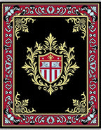Black Red Gold Crest Oriental Rug