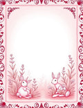 Whimsical Pink Bunny Meadow Scene Rug