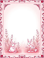 Whimsical Pink Bunny Meadow Scene Rug