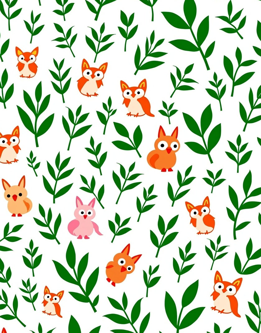 Whimsical Owl And Leaf Garden Rug