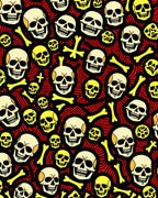 Spooky Skulls Bones Red Swirls Rug
