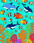 Vibrant Ocean Coral Dolphin Fish Fun Rug