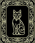 Elegant Black Cream Feline Frame Rug