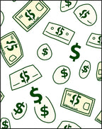 Dollar Bills Coins Scatter Pattern Rug