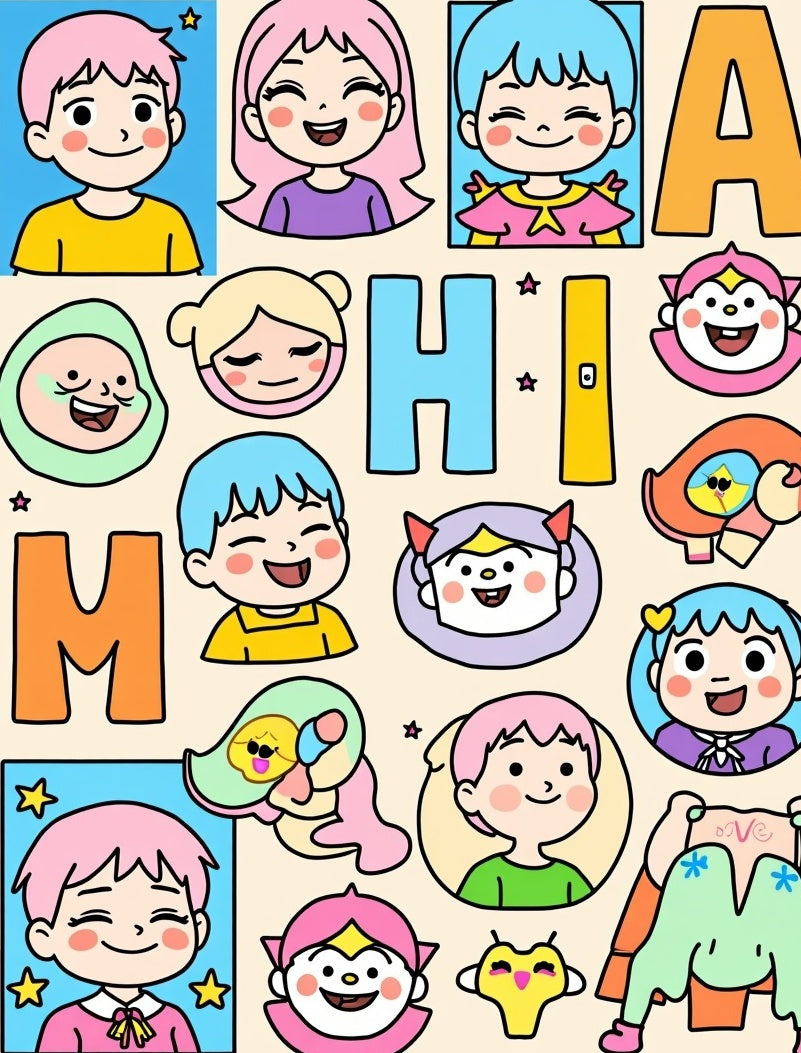 Cute Cartoon Characters With Playful Colors Rug
