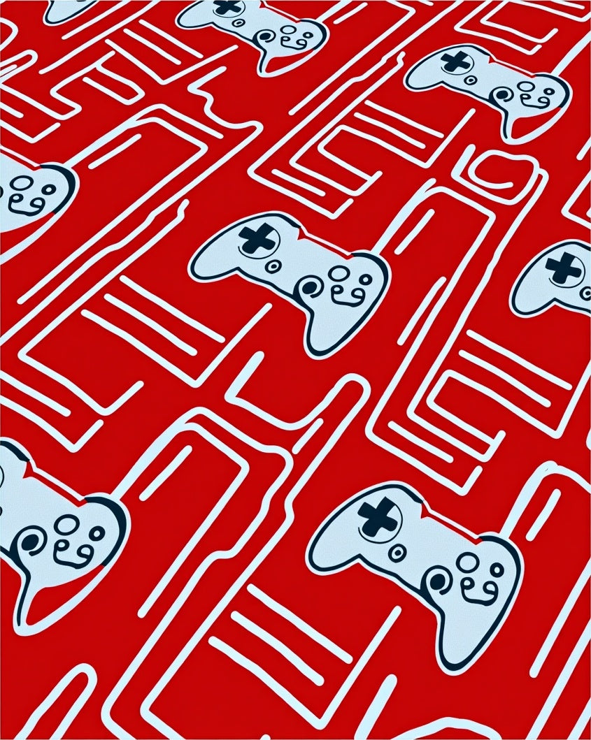 Red Game Controller Circuit Board Rug
