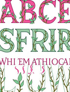 Berry Pink Green Vine Alphabet Rug