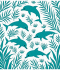 Teal Dolphins Amidst Lush Foliage Rug