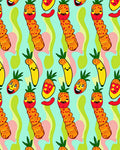 Kooky Fruit Characters Swirling Abstract Background Rug
