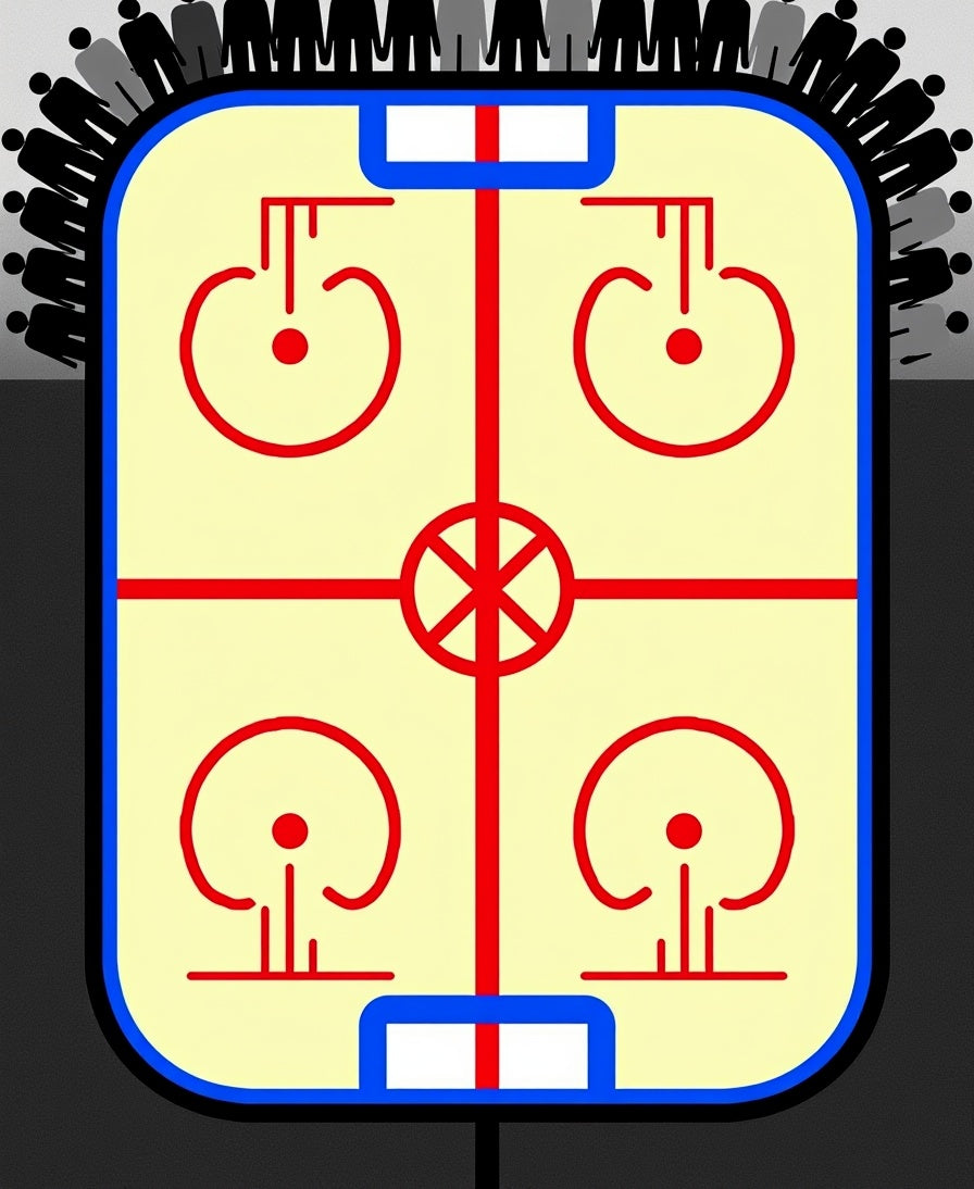 Vibrant Yellow Red Hockey Rink Rug