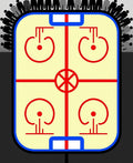 Vibrant Yellow Red Hockey Rink Rug