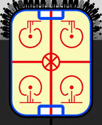 Vibrant Yellow Red Hockey Rink Rug