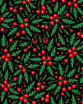 Festive Red Berry Green Leaf Rug