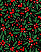 Festive Red Berry Green Leaf Rug