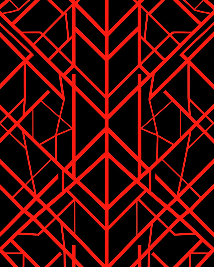 Bold Red Geometric Intersecting Lines Rug