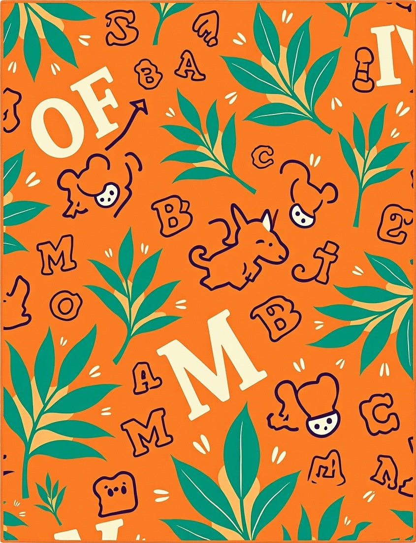 Orange Green Alphabet Animal Grove Rug