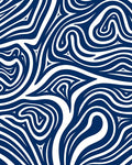 Deep Blue Abstract Swirl Rug