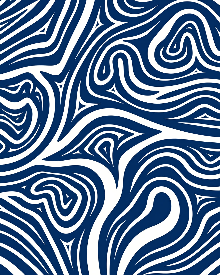 Deep Blue Abstract Swirl Rug