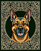 Bold German Shepherd Emerald Frame Rug