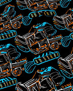 Bold Orange Blue Sketch Cars Rug