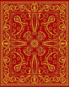 Crimson Gold Ornate Mandala Rug