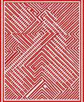 Red Geometric Maze Stripes Rug