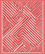 Red Geometric Maze Stripes Rug