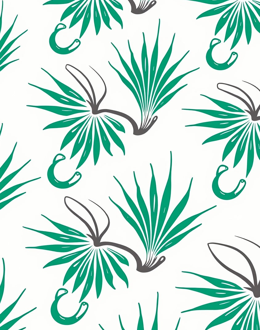 Teal Green Abstract Leafy Spray Rug